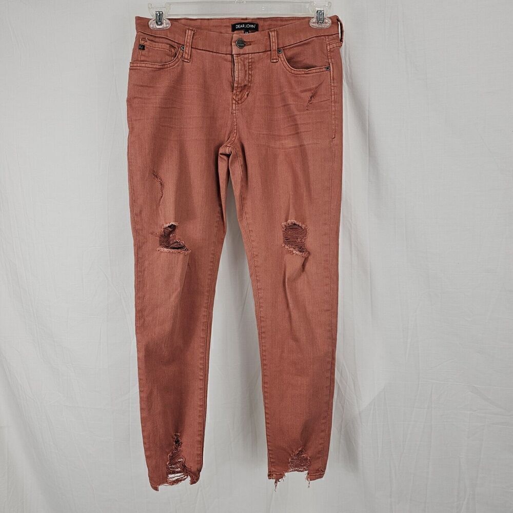 Dear John Terracotta Distressed Skinny Jeans Size 28